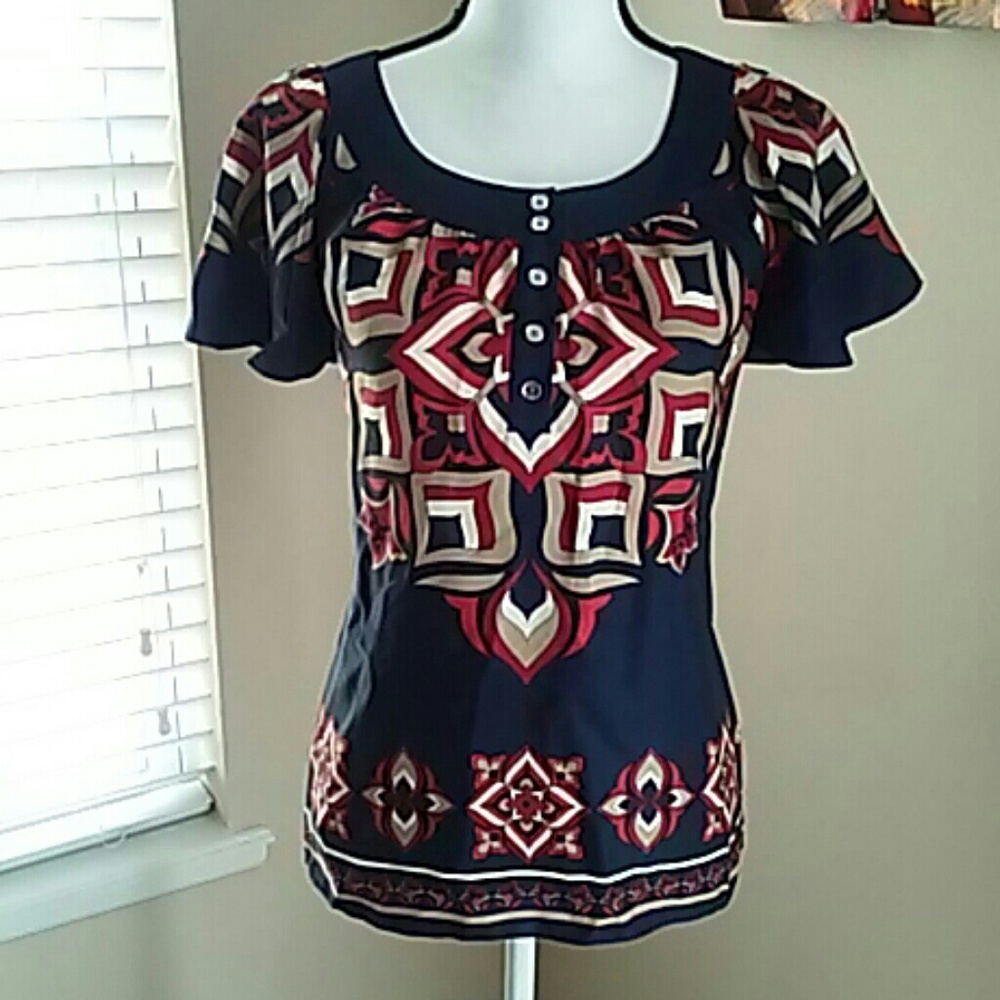 Michael Kors Batwing Sleeve Boho Print Blouse XS